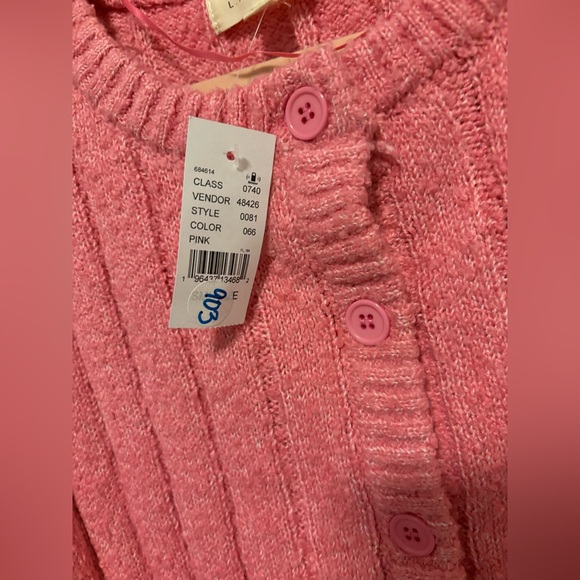 PacSun LA Hearts button front cardigan sweater cropped pink ribbed plush size S - Picture 8 of 10